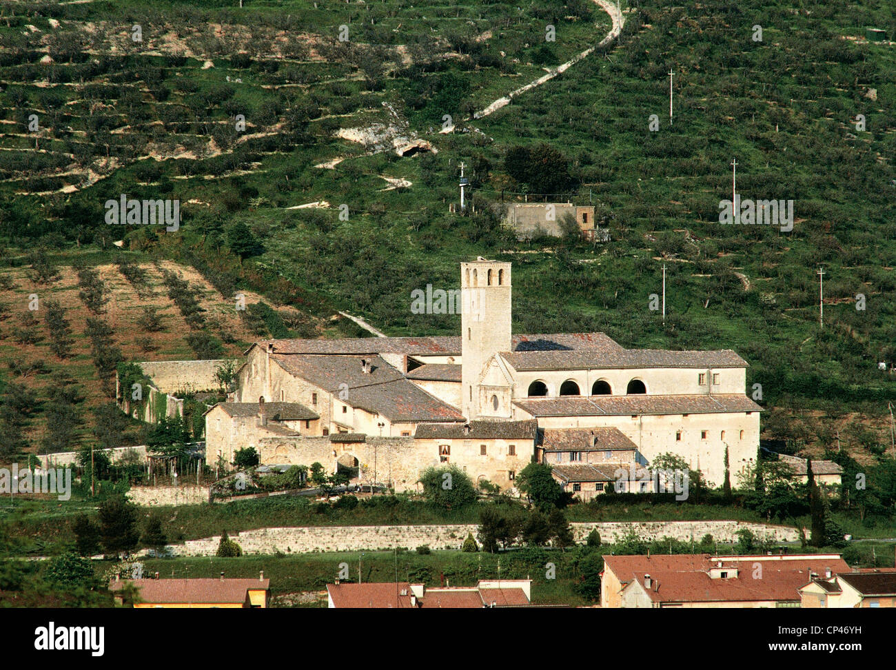 Ombrie - Spoleto (PG). Vue sur le monastère de San Panzieri Banque D'Images