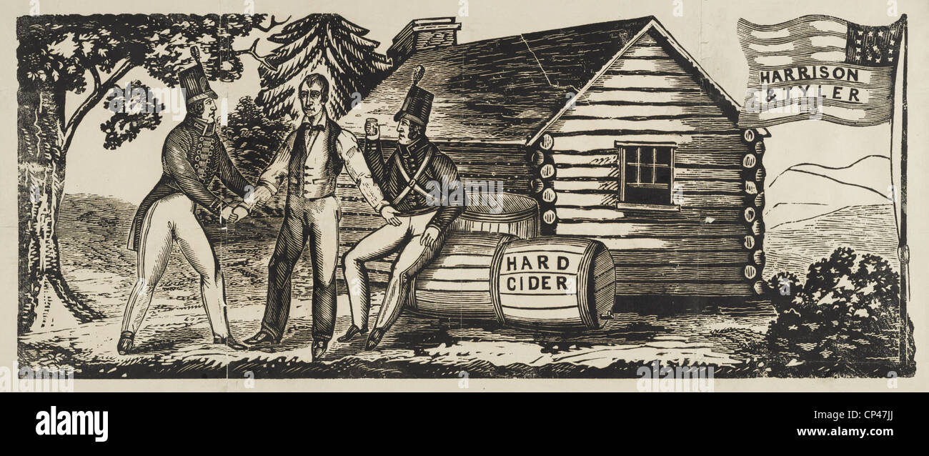 Harrison & Tyler emblème campagne cartoon. 1840 Banque D'Images