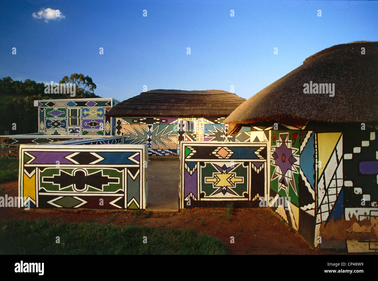 République D'AFRIQUE DU SUD, TRANSVAAL Botshabelo village Ndebele Wall Mural Banque D'Images