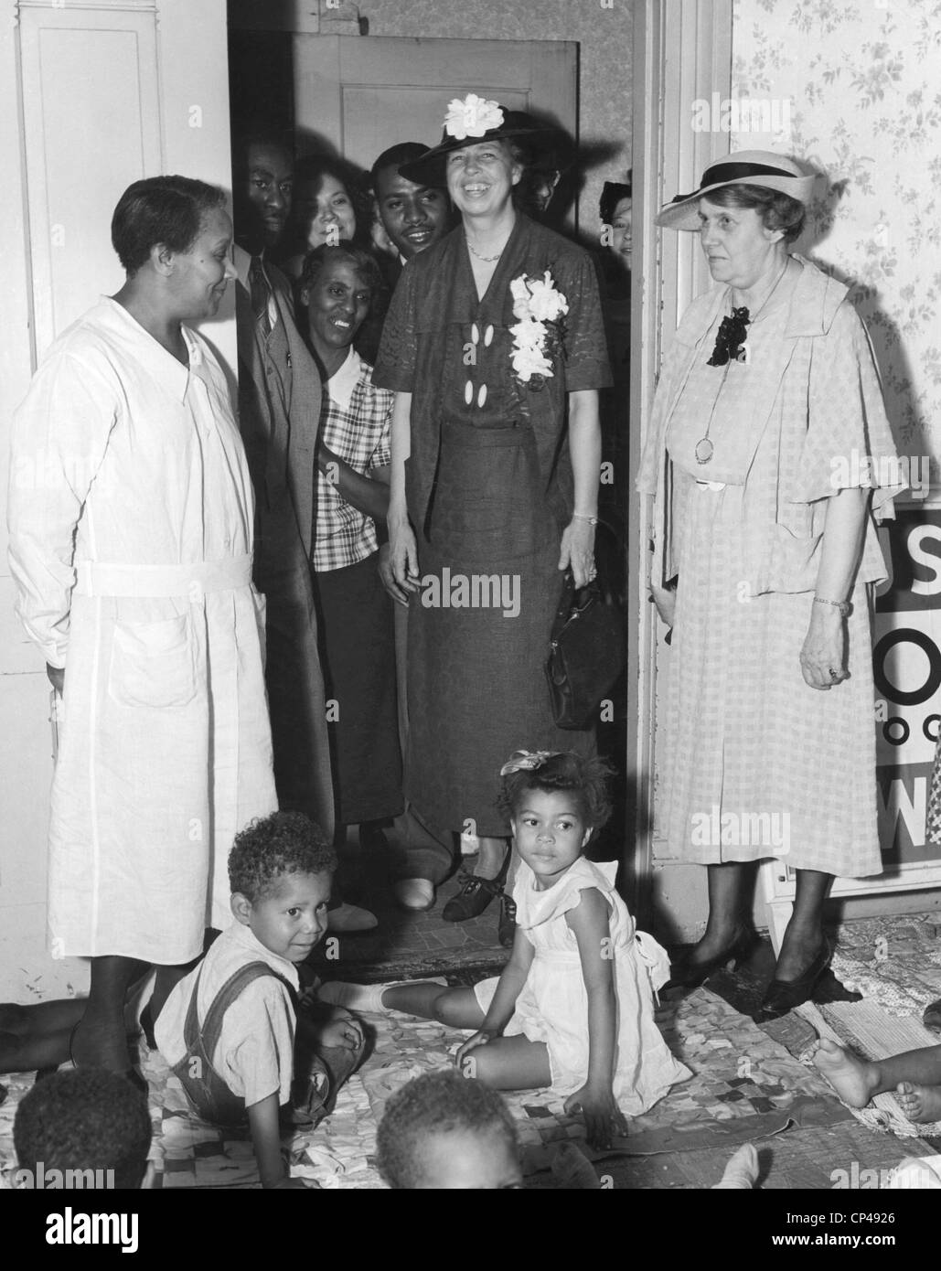 Eleanor Roosevelt la WPA Works Progress Administration garderie éducative pour les Africains américains à Des Moines (Iowa). 8 juin Banque D'Images