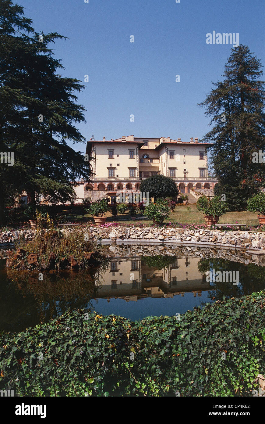 Toscane Villa Medici à Poggio Caiano (Florence), construite par Lorenzo de Médicis, conçu par Giuliano da Sangallo entre 1445 Banque D'Images