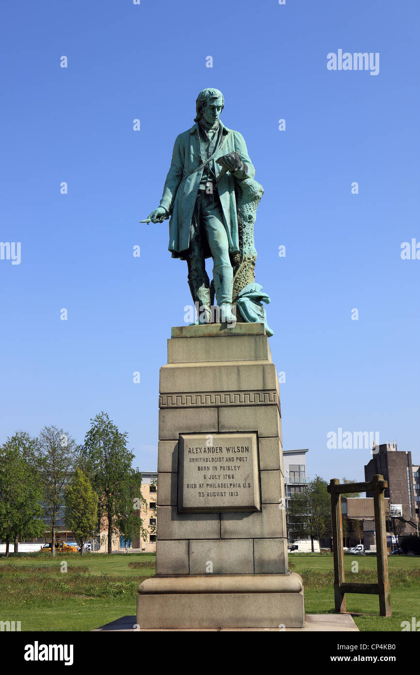Statue d'Alexandre Wilson, ornithologue et poète dans la ville écossaise de Paisley Banque D'Images