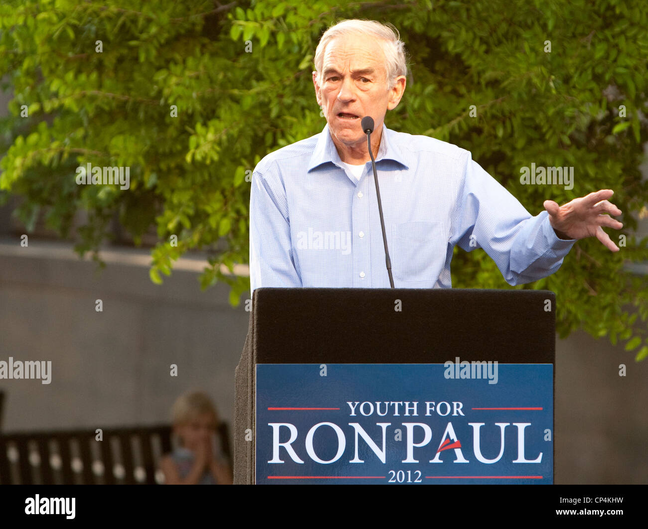 Le 12 avril 2012 San Antonio, Texas : GOP candidat présidentiel Ron Paul met fin à sa campagne électorale par son swing avec l'état d'accueil Banque D'Images