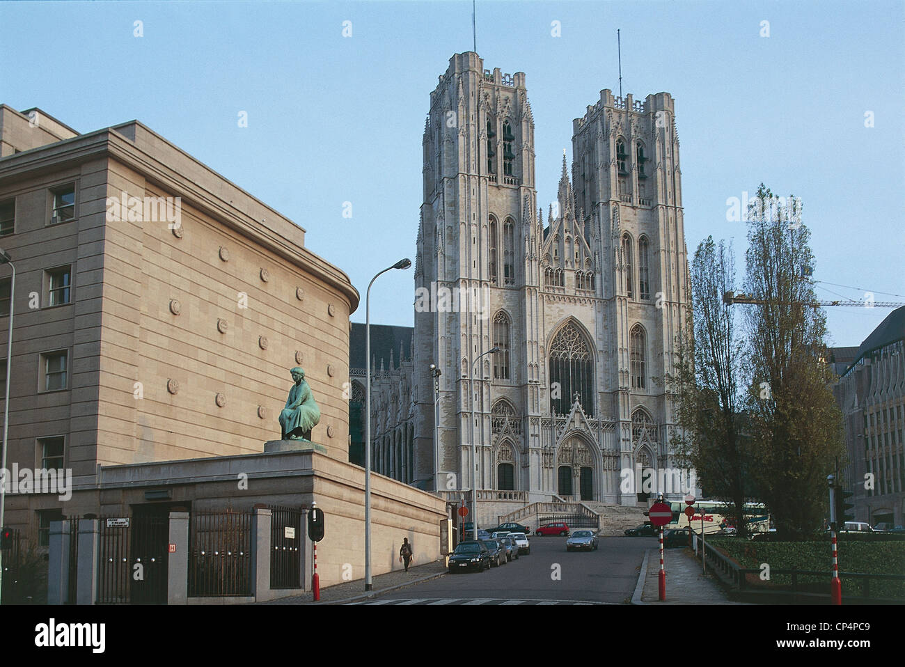 Belgique - Bruxelles - Basnca La Cathédrale de St Michel et St Gudule Banque D'Images