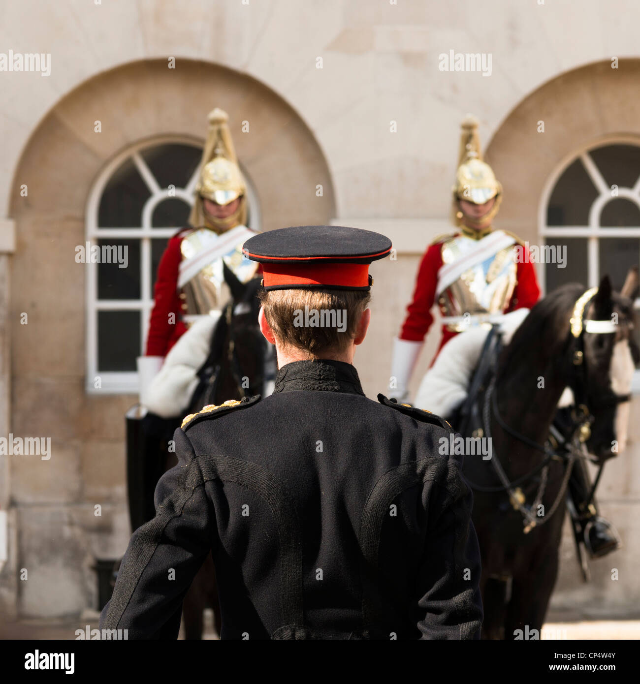 La vie des gardes au Queen's Horse Guards,Londres,Angleterre Banque D'Images