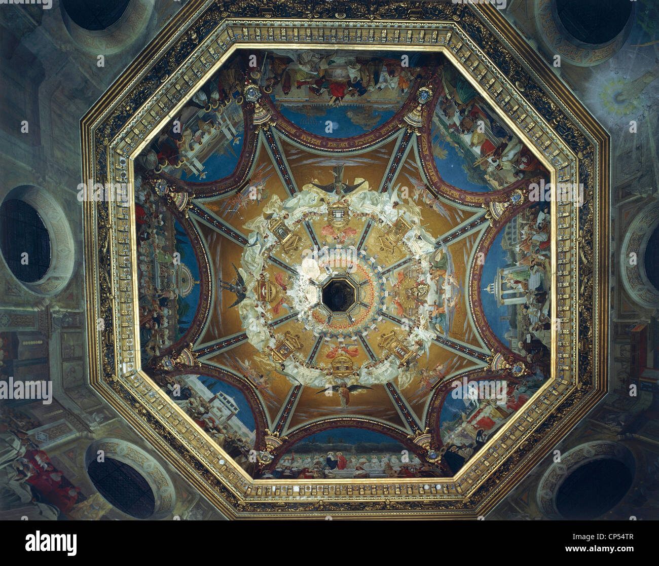 Marche Loreto (un). Sanctuaire de la Sainte Maison. Dome de fresques par Cesare Maccari de 1895-1907 (architecte Giuliano da Majano Banque D'Images