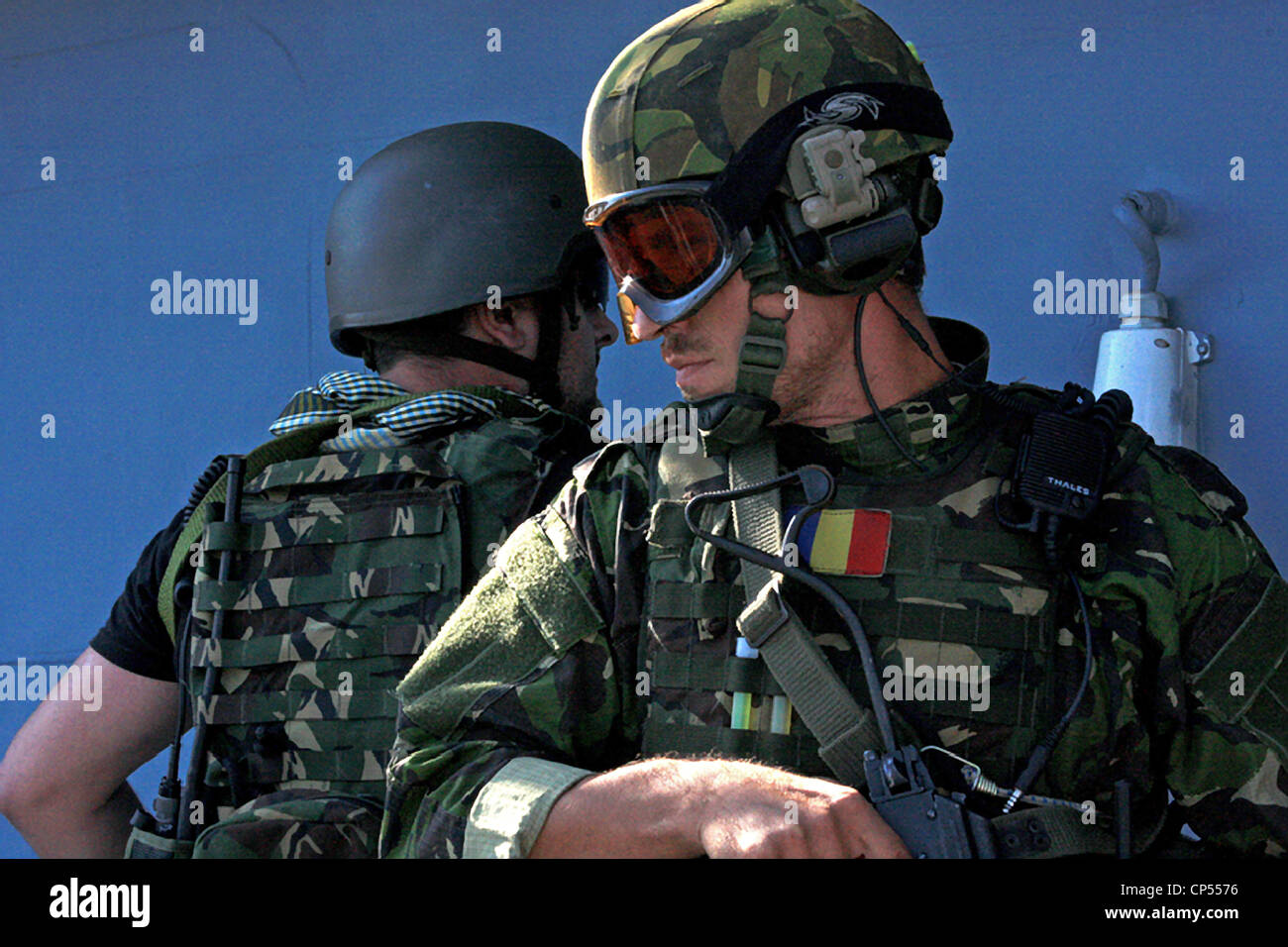 Romanian Special Operations Forces pendant un exercice de formation conjointe avec l'US Army Special Operations, 17 septembre 2011 à Constanta, Roumanie Banque D'Images