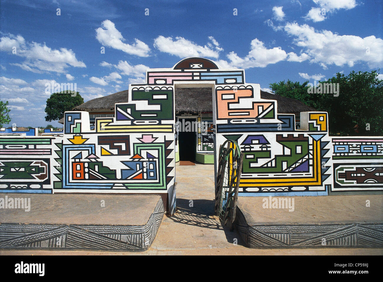 Afrique du Sud - Village Ndebele. Détail de l'Kwa le Ndebele. Banque D'Images