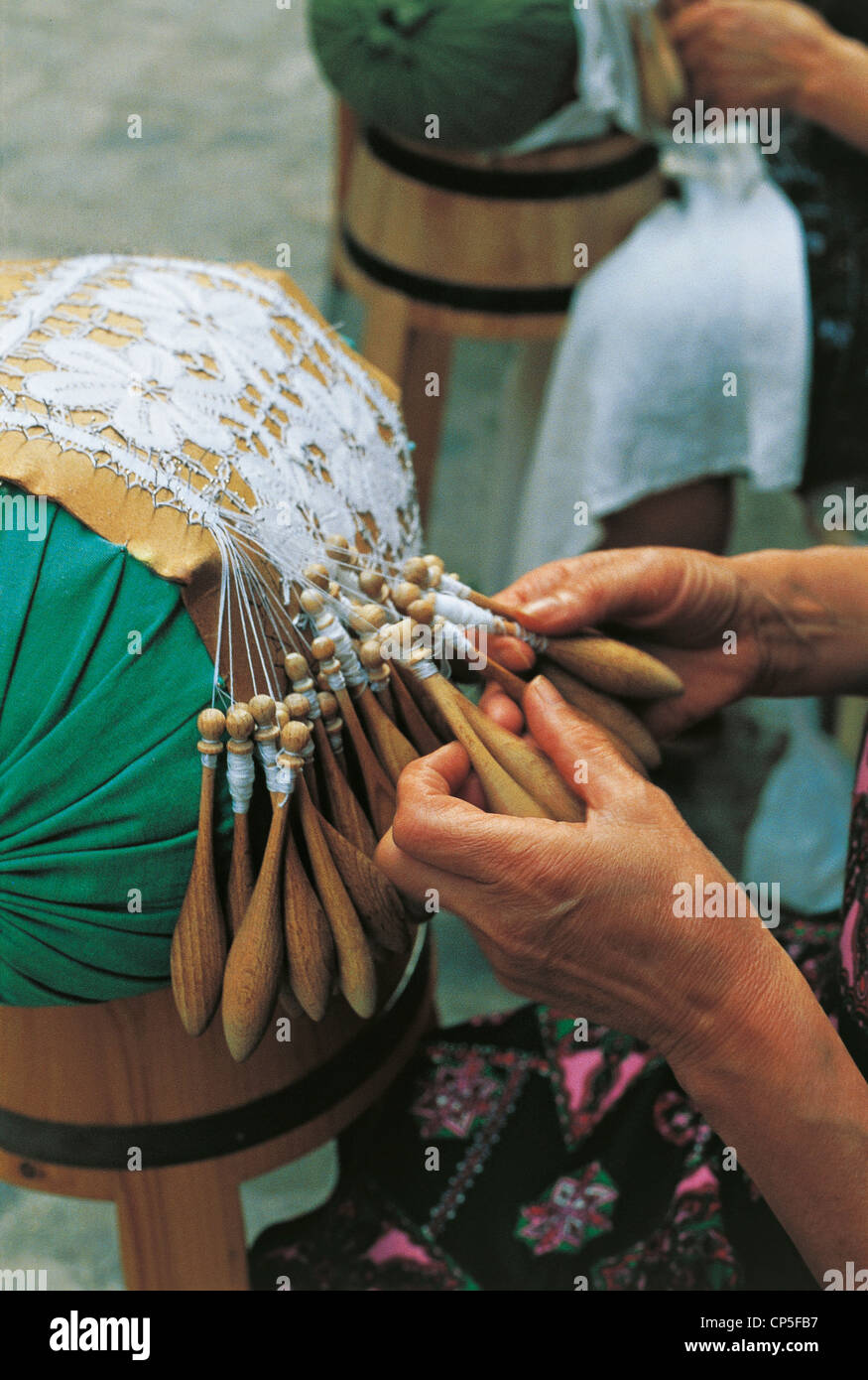 Marques d'ARTISANAT dentelle OFFIDA Banque D'Images