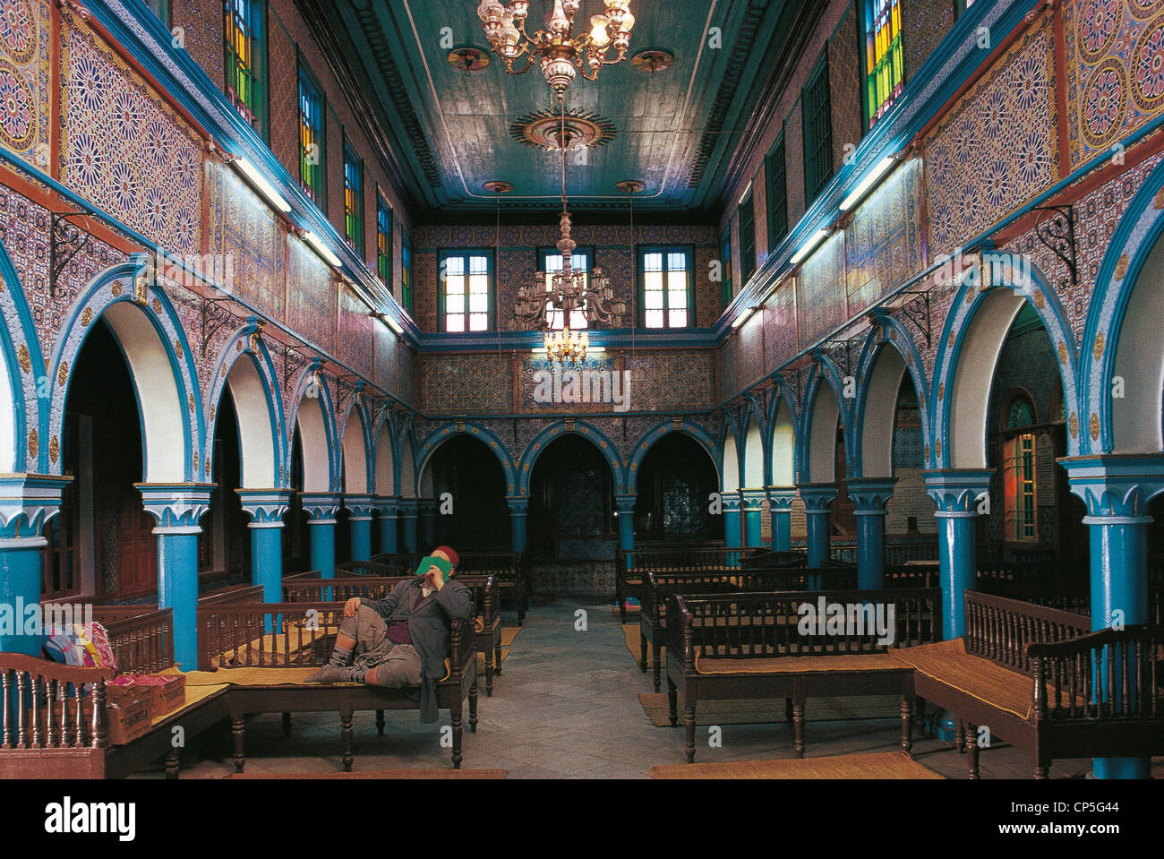 Tunisie - Djerba Island. La synagogue El Ghriba. Banque D'Images