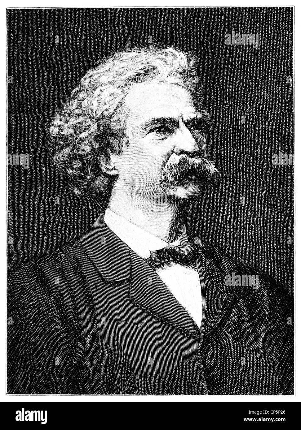 Destouches ou Mark Twain, 1835 - 1910, un écrivain américain, auteur de Les Aventures de Tom Sawyer et Huckleberry Banque D'Images