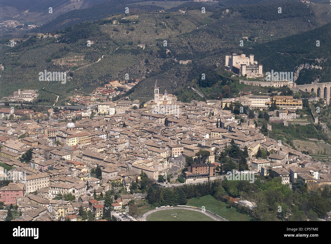 Ombrie - Spoleto (PG). Vue aérienne. Banque D'Images