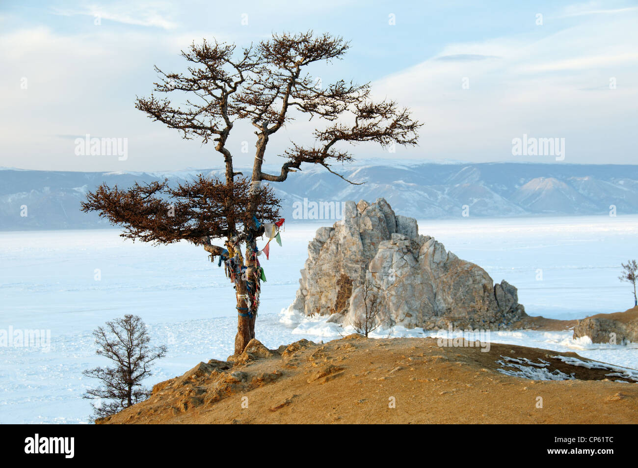 Chamanka montagne, Shaman, île Olkhon, le lac Baïkal, en Sibérie, la Russie, l'Eurasie Banque D'Images