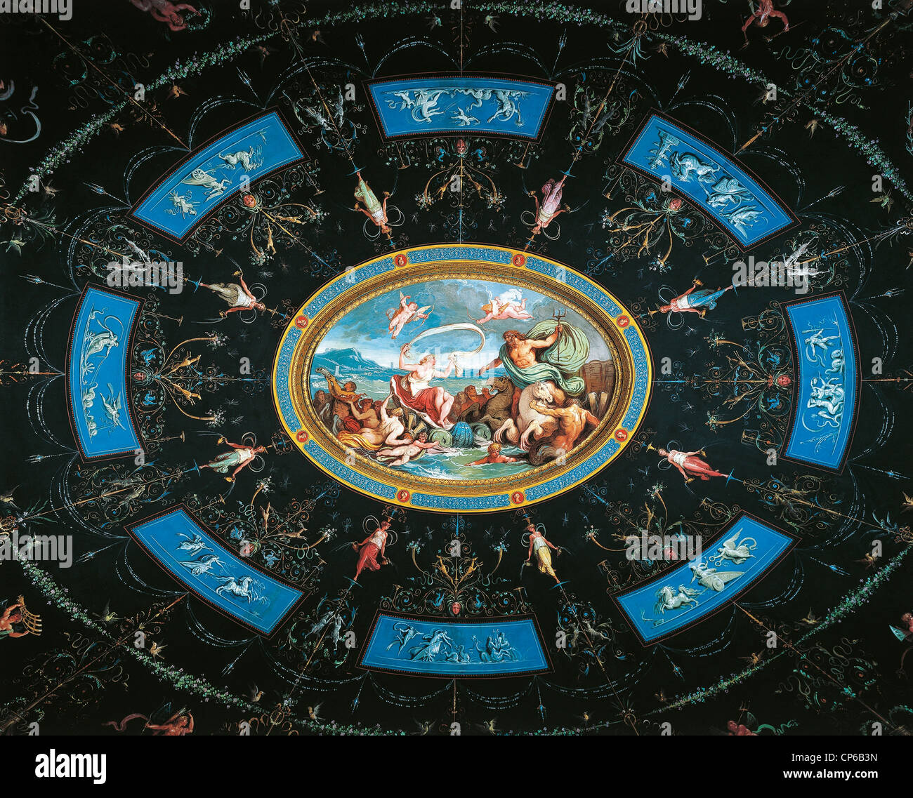 L'Émilie-romagne FAENZA Milzetti PLAN DE BÂTIMENT DE L'UTILISATION DES TERRES OVALE PRIX DELL'ANTIBAGNO Thermes de Titus des fresques de Felice Giani Banque D'Images