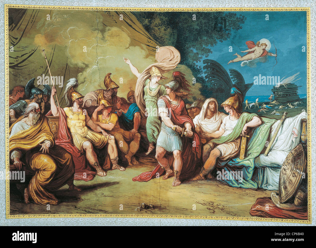 L'Émilie-romagne FAENZA Milzetti Palace Ballroom OU MARBRE GALLERY Felice Giani 1757-1823 Achille Achille Agamemnon DIFFÉREND Banque D'Images