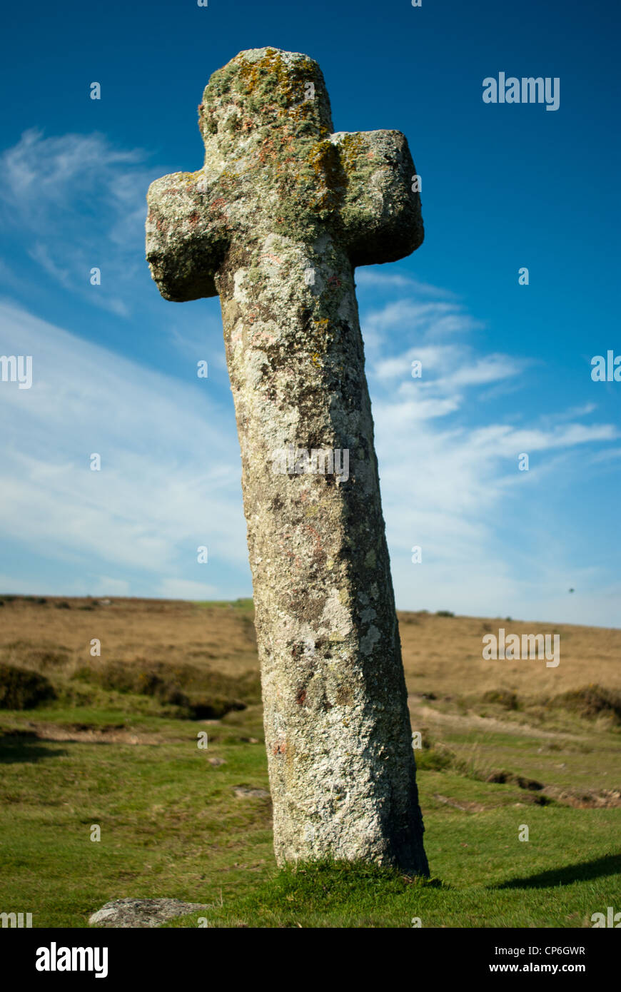 Post de vent croix sur Devon Dartmoor Banque D'Images