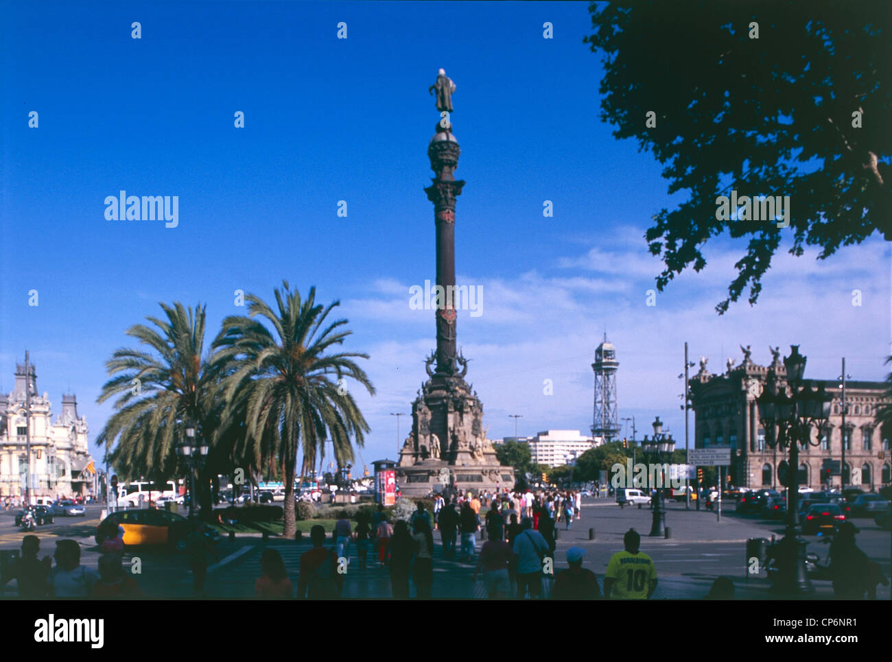 Espagne - Catalogne - Barcelone - Las Ramblas - Monumerto Columbus (XIX siècle) Banque D'Images