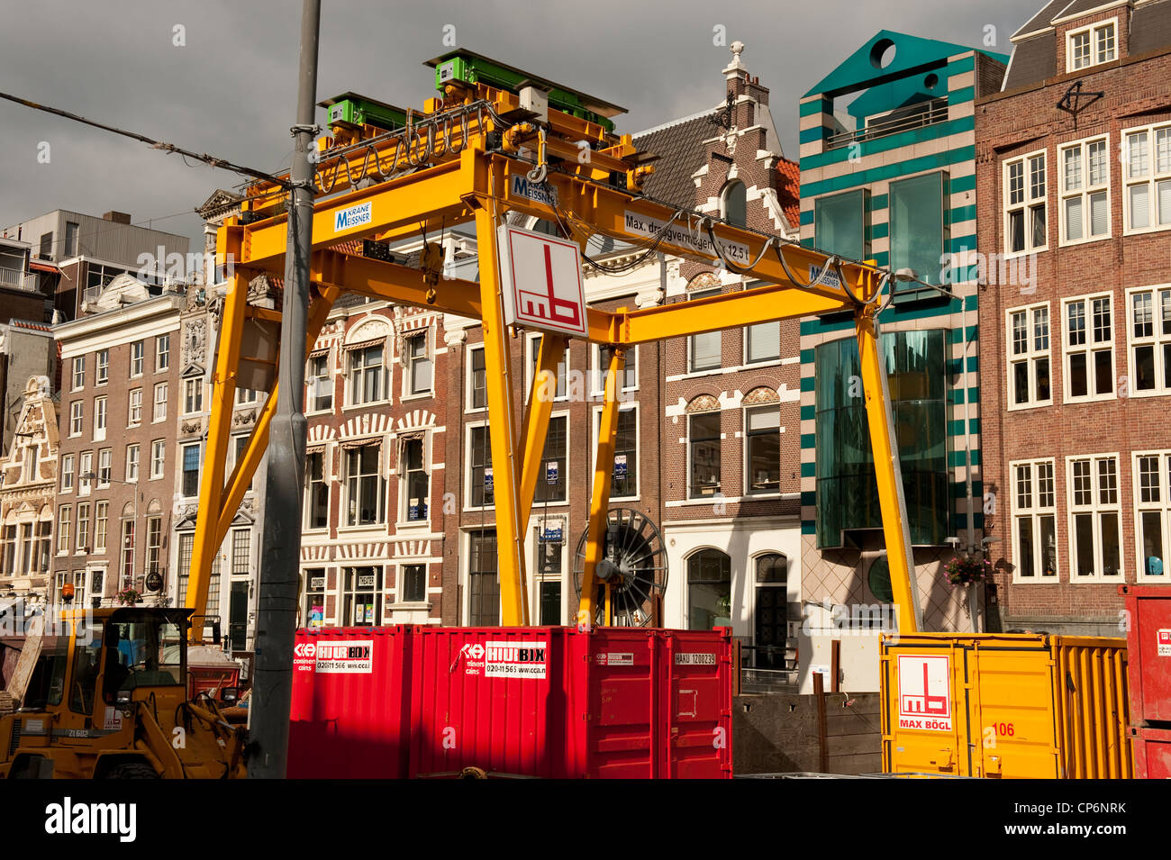 Grue à portique pour le travail souterrain Amsterdam Pays-Bas Hollande Europe EU Banque D'Images