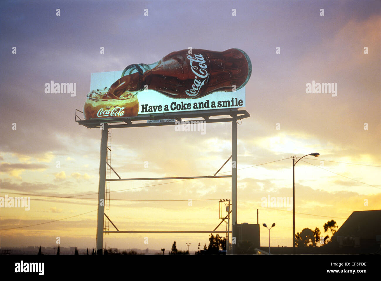 Coca Cola billboard à Los Angeles vers 1980 Banque D'Images