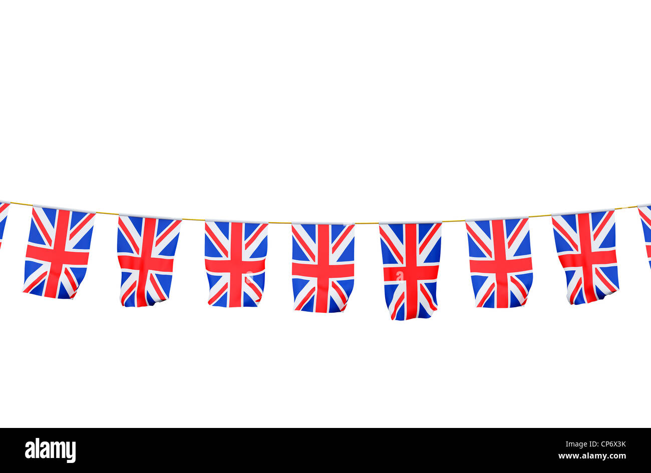 Bunting avec Union Jack flag sur fond blanc Banque D'Images