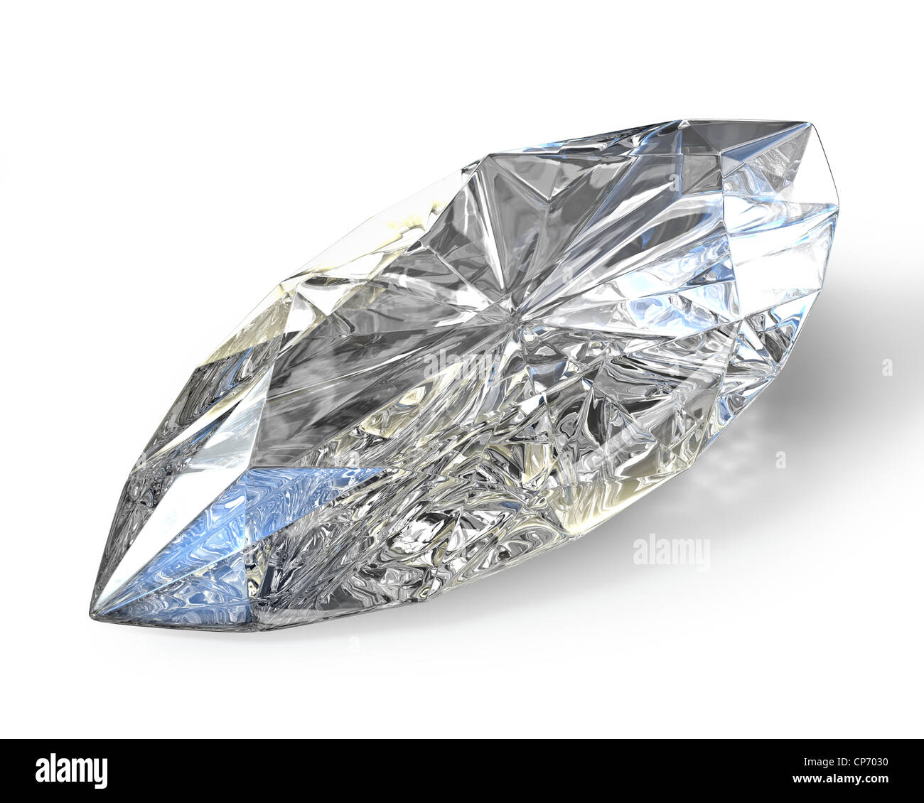 Marquise cut diamond, isolé sur fond blanc Banque D'Images