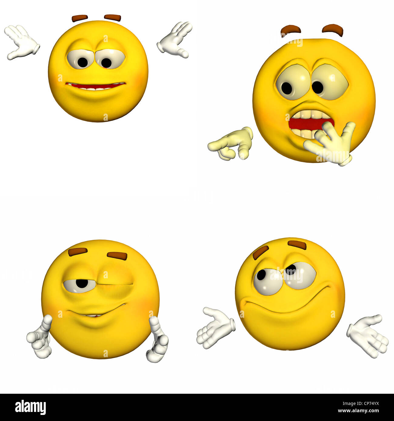 Illustration d'un pack de quatre (4) emoticons / smileys avec ...