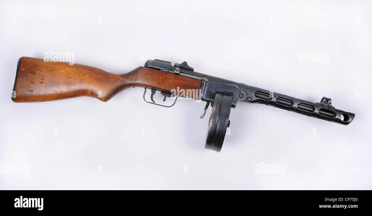 PPsH russe 1941 WW11 machine gun avec drum magazine Banque D'Images