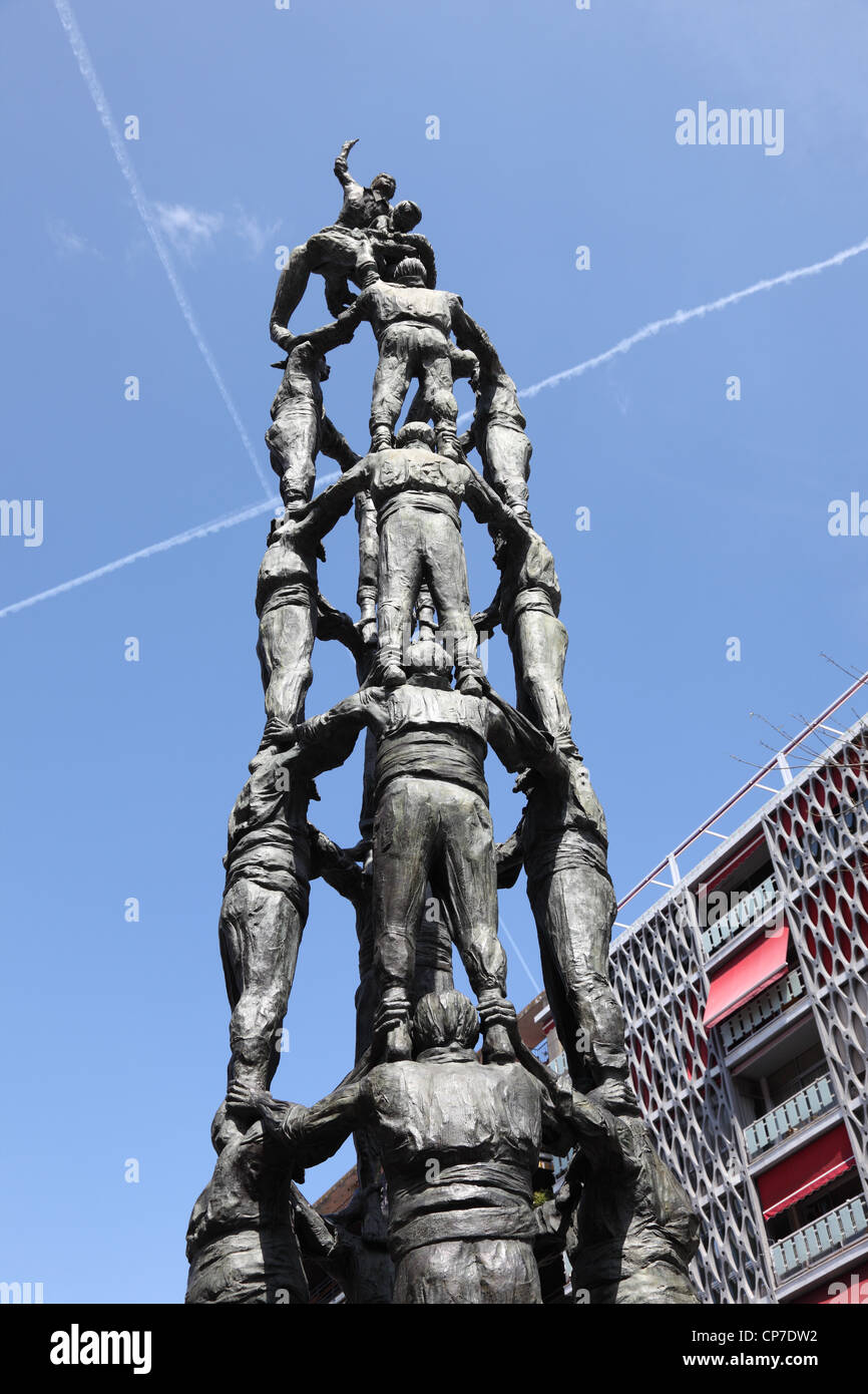 Castellers monument à la ville de Tarragone, en Catalogne, Espagne Banque D'Images