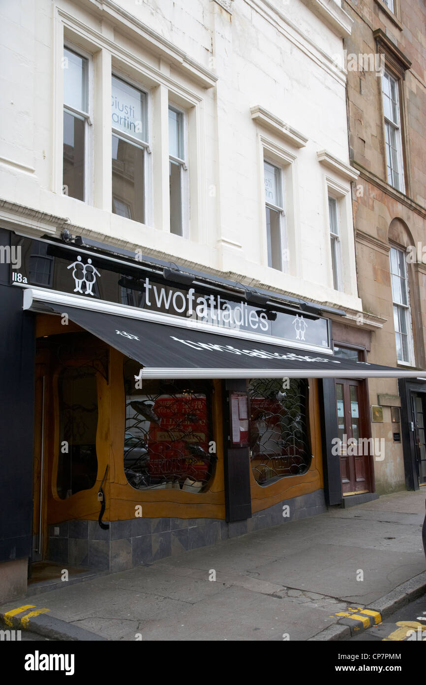 Deux gros chers glasgow Scotland UK restaurant Banque D'Images