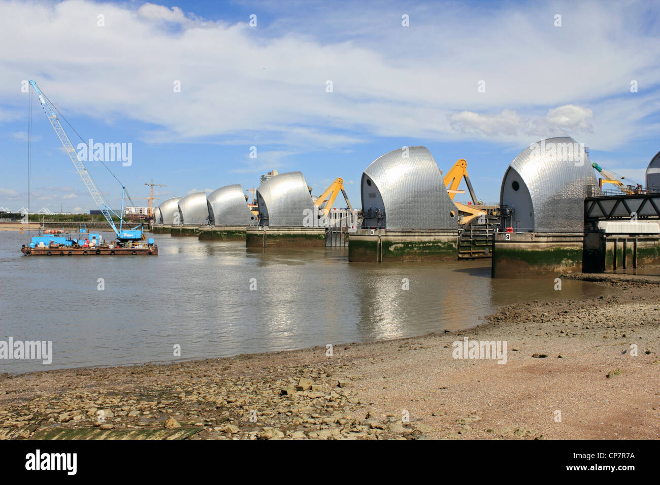 La Thames Barrier régime de prévention des inondations à Woolwich London England UK Banque D'Images