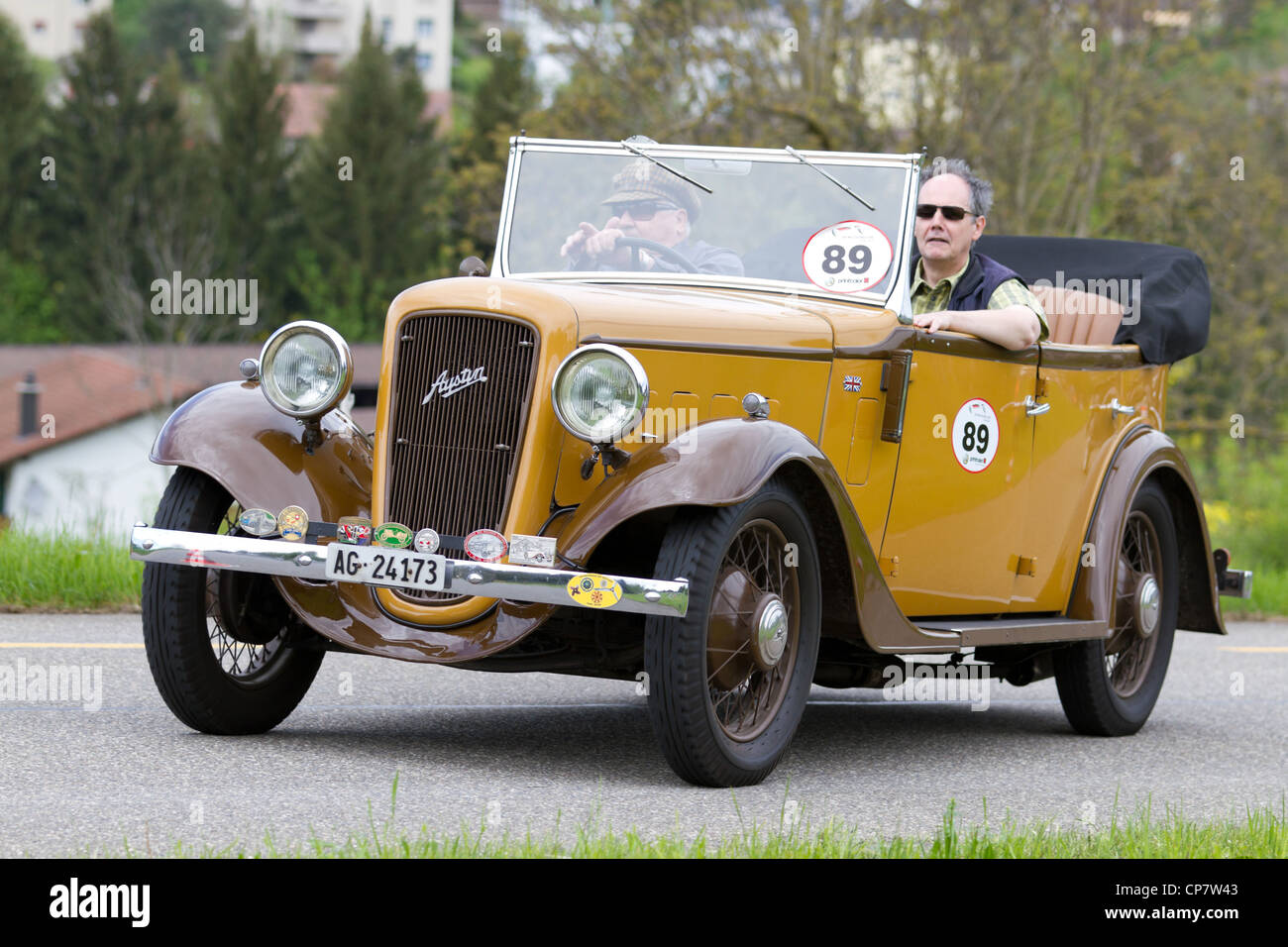 Vintage avant guerre race car Austin Tourer de 1936 au Grand Prix de Mutschellen, SUI le Avril 29, 2012. Banque D'Images