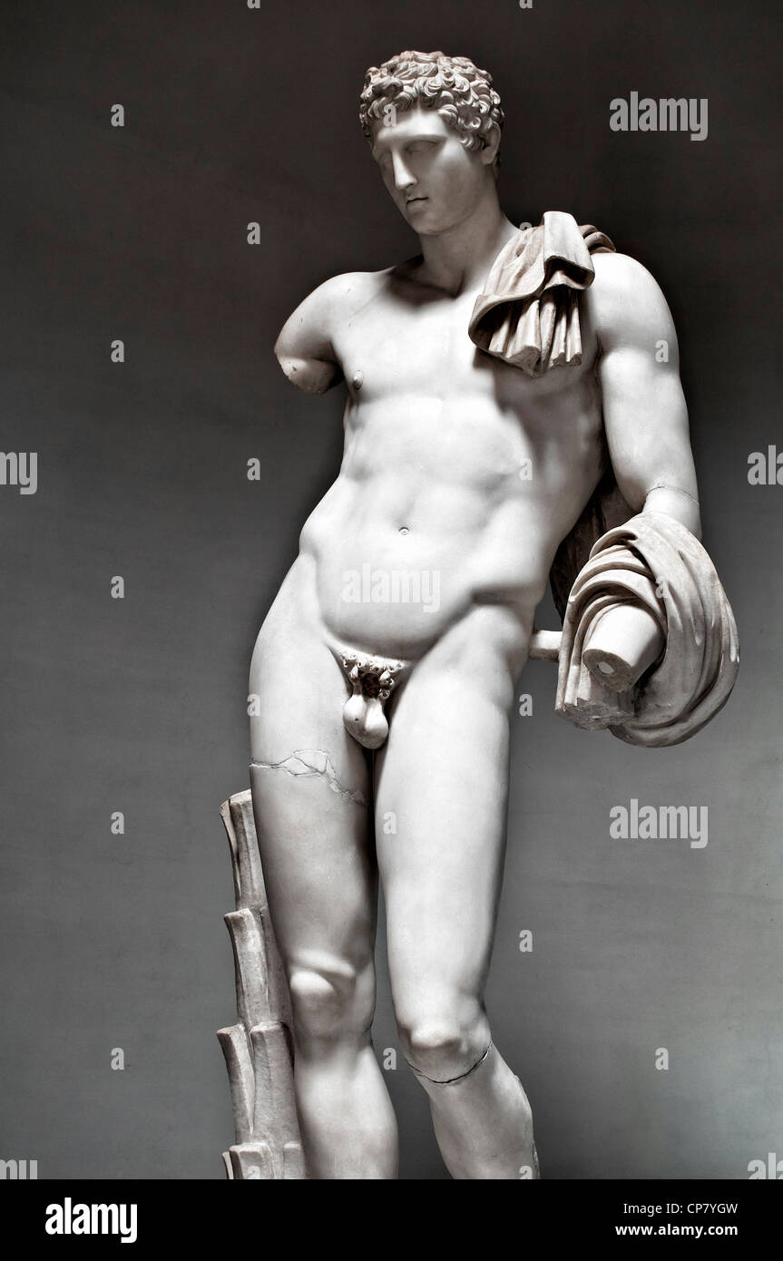 Sculpture du Belvedere Hermes aussi connu sous le nom de "belvédère" Antinoüs dans le Pio-Clementine Musée, Musées du Vatican , Vatican Banque D'Images