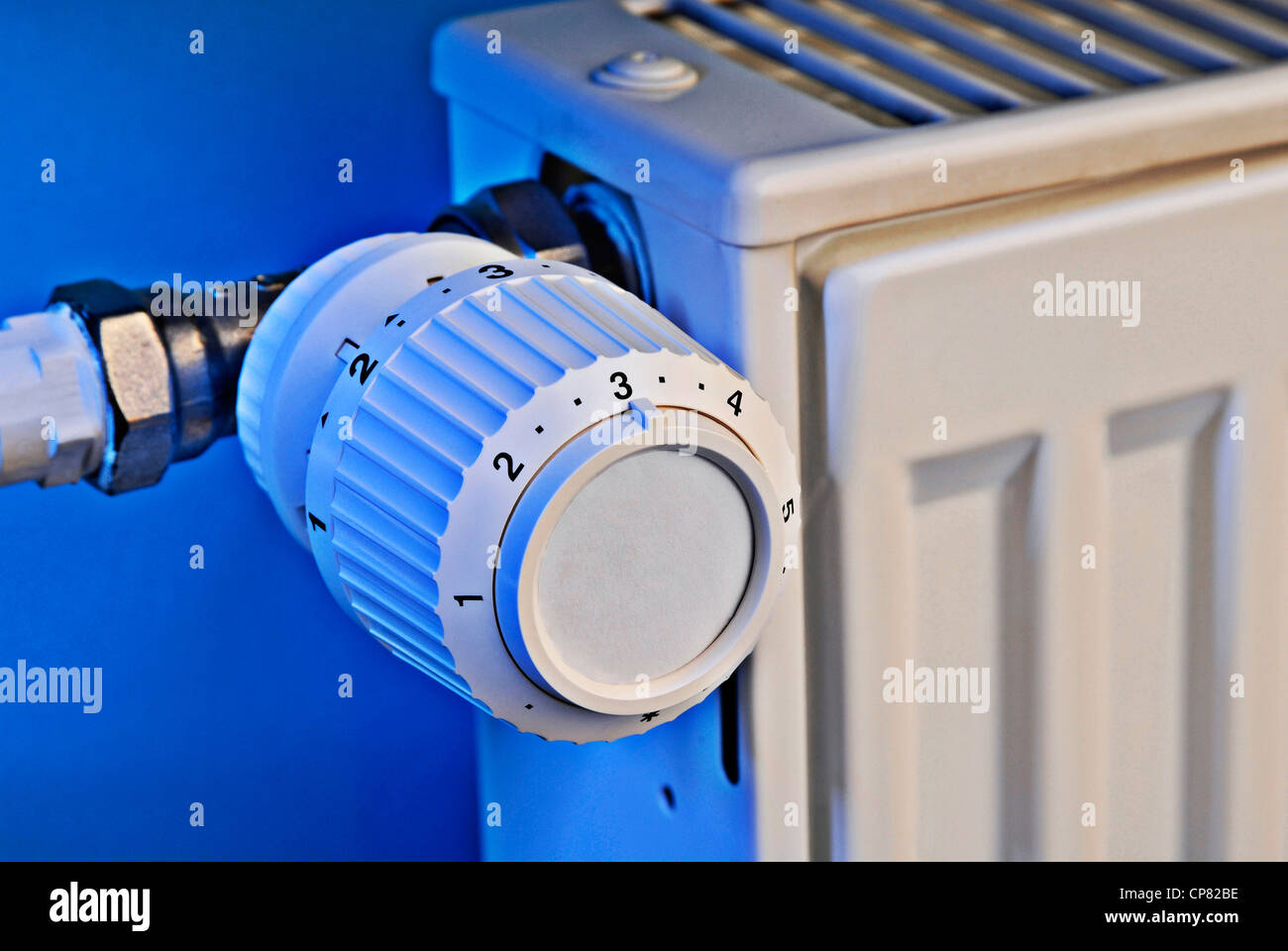 Close up d'un thermostat de chauffage. Banque D'Images