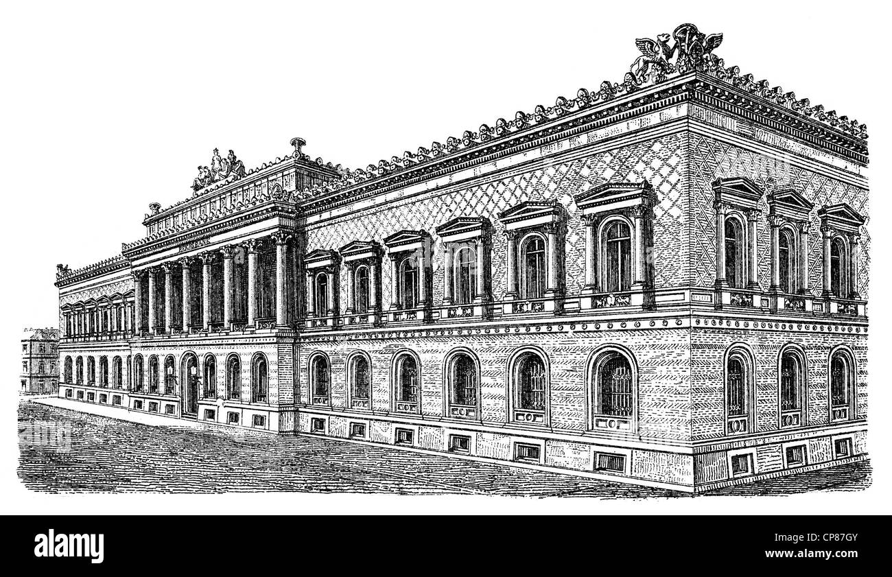 Historische, zeichnerische Darstellung Berliner Bauwerke, die die guerre Zentralnotenbank Reichsbank des Deutschen Reiches, 19. Jah Banque D'Images
