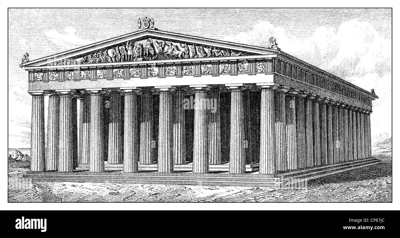 Le Parthénon, dédié à la déesse Pallas Athéna Parthenos sur l'Acropole à Athènes, Grèce, 5e siècle avant J.-C., Histor Banque D'Images
