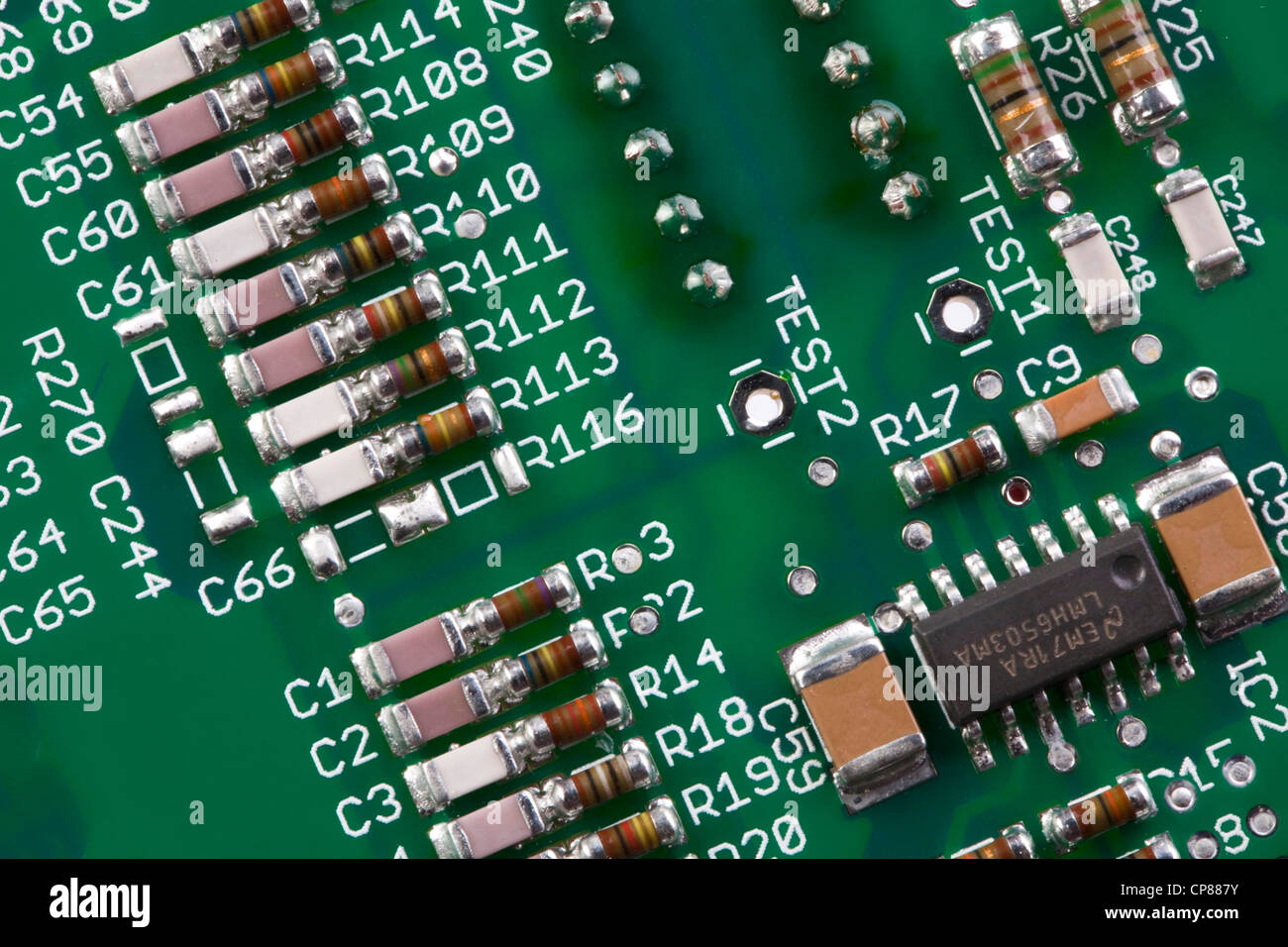 Détail d'une carte de circuit imprimé, von Computer-Platine Détails Banque D'Images