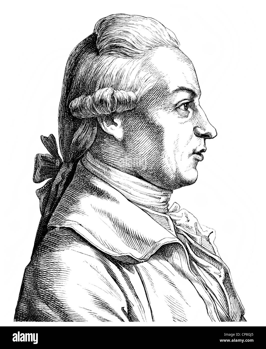 Johann Wilhelm von Archenholtz, 1743 - 1812, l'historien prussien et éditeur de livres, Historische Mischtechnik aus dem 19. Jahrhunder Banque D'Images
