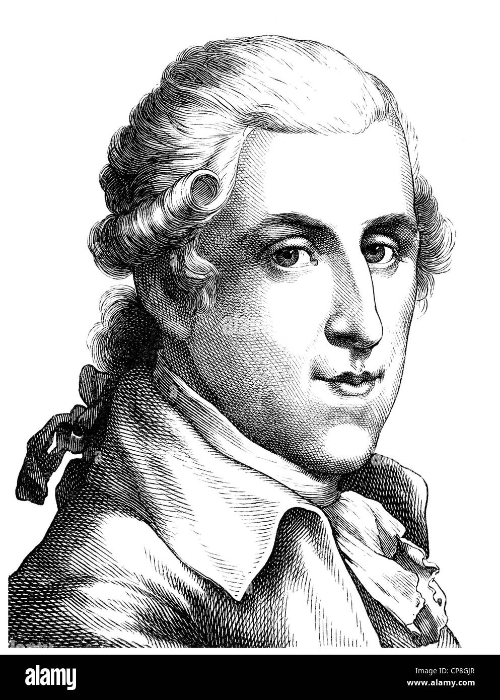 Johann Anton Leisewitz, 1752 - 1806, un écrivain allemand et avocat, Historische Mischtechnik aus dem 19. Jahrhundert, Portrait von Joh Banque D'Images