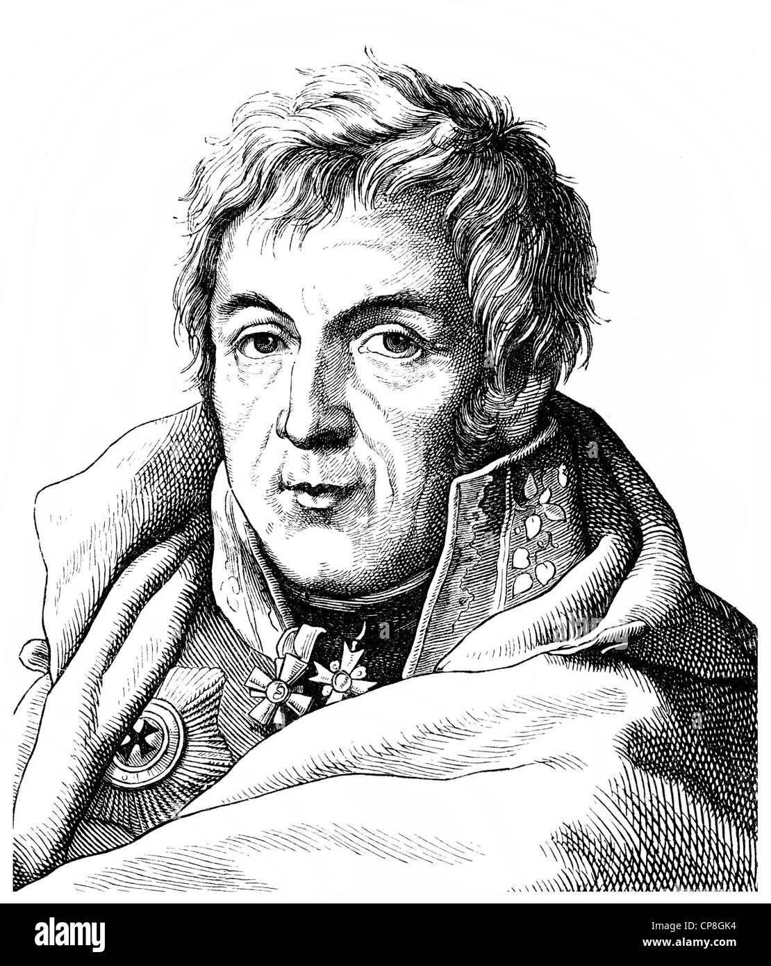 Gerhard Johann David Scharnhorst, 1756 - 1813, général et écrivain militaire, Historische Mischtechnik aus dem 19. Jahrhunde Banque D'Images