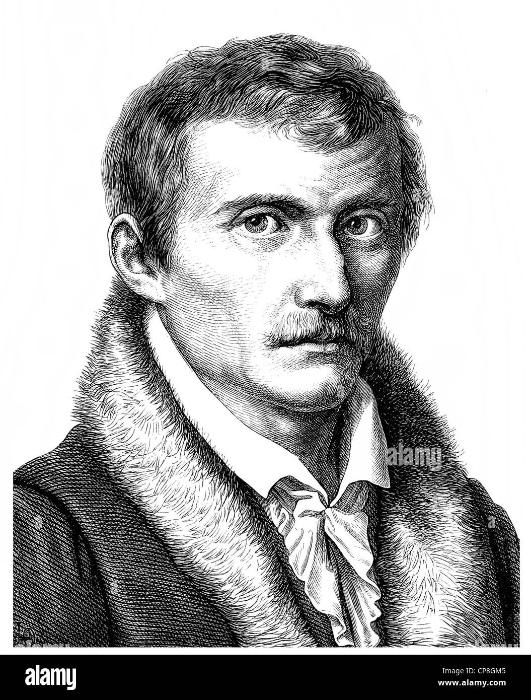 Johann Gottfried Seume, 1763 - 1810, un écrivain et poète, Historische Mischtechnik aus dem 19. Jahrhundert, Johan von Portrait Banque D'Images