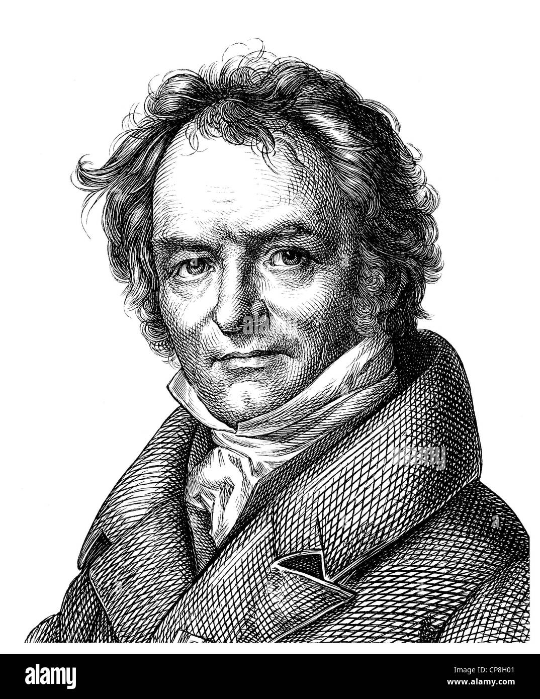 Carl Ritter, 1779 - 1859, co-fondateur de la géographie scientifique, Historische Mischtechnik aus dem 19. Jahrhundert, Portrait von Carl R Banque D'Images