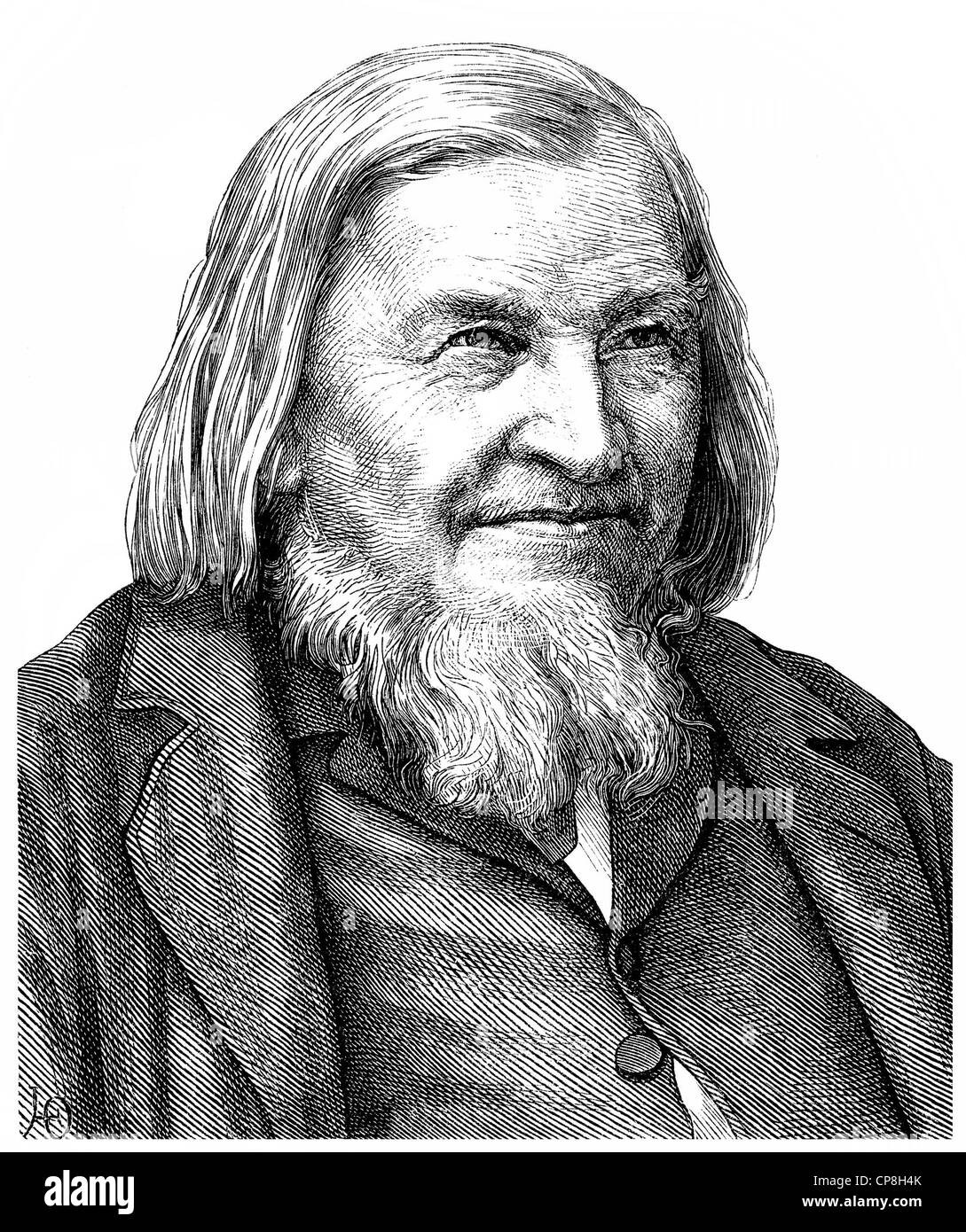 August Heinrich Hoffmann ou Hoffmann von Fallersleben, 1798 - 1874, un professeur d'université dans allemand, poète et éditeur de l'ancien Banque D'Images