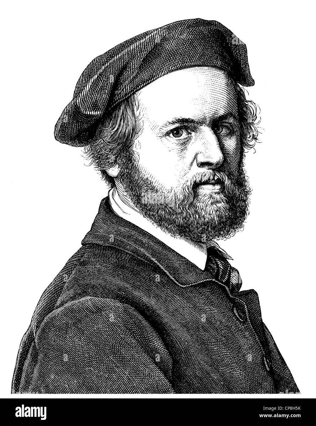 Robert Reinick, 1805 - 1852, un peintre et poète, Historische Mischtechnik aus dem 19. Jahrhundert, Portrait Robert von Reini Banque D'Images