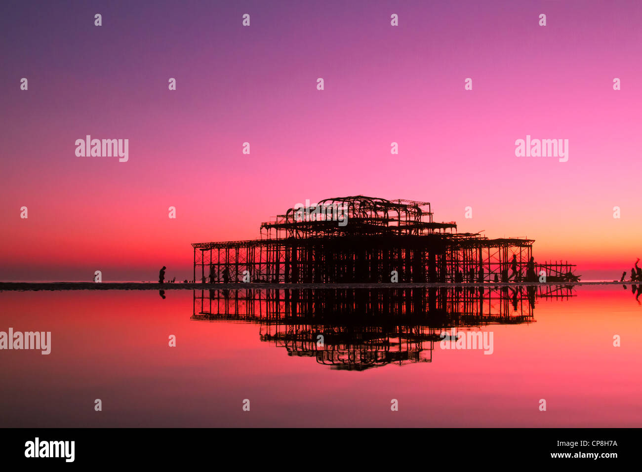 Brighton West Pier at Sunset, UK Banque D'Images