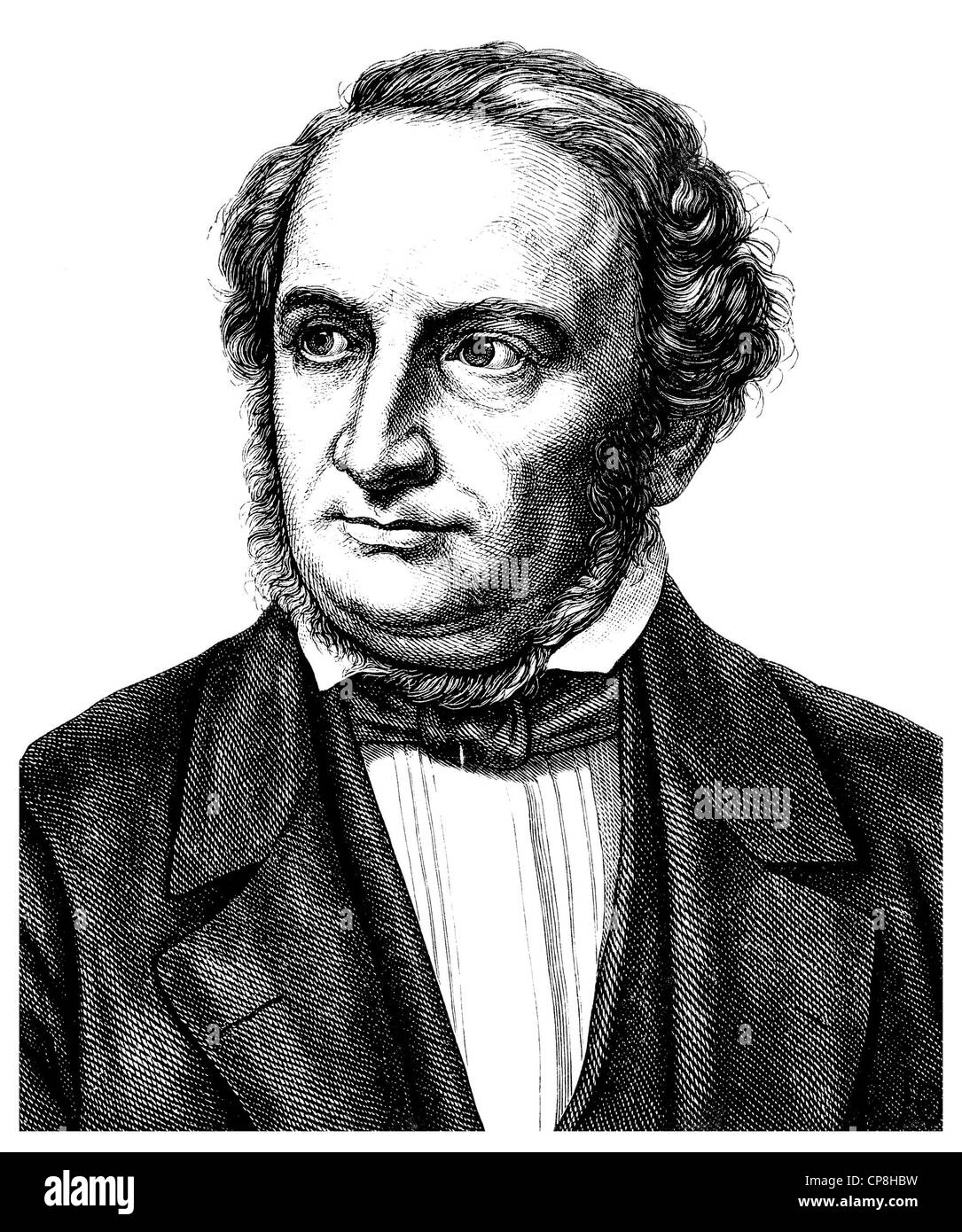 Georg Gottfried Gervinus, 1805 - 1871, un historien et homme politique allemand, Historische Mischtechnik aus dem 19. Jahrhundert, Portrai Banque D'Images