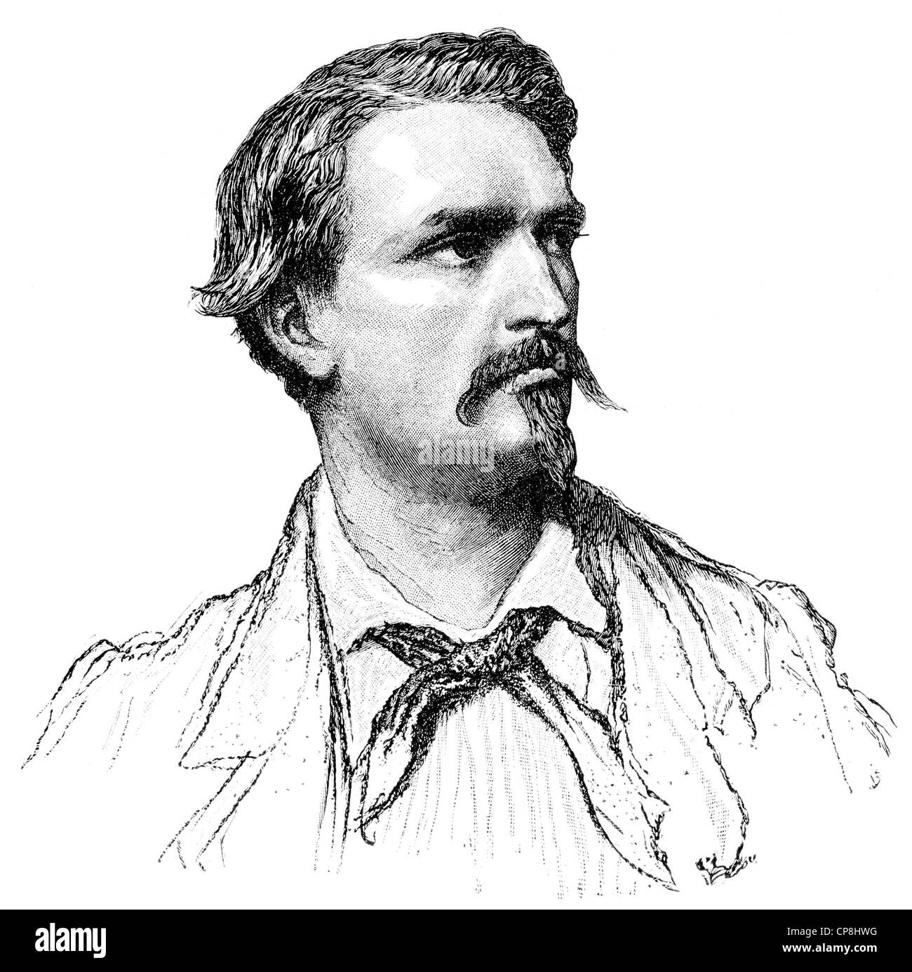 Frédéric Mistral, 1830 - 1914, un écrivain français, Historische Druck aus dem 19. Jahrhundert, Portrait von Frédéric Mistral, 1830 - Banque D'Images