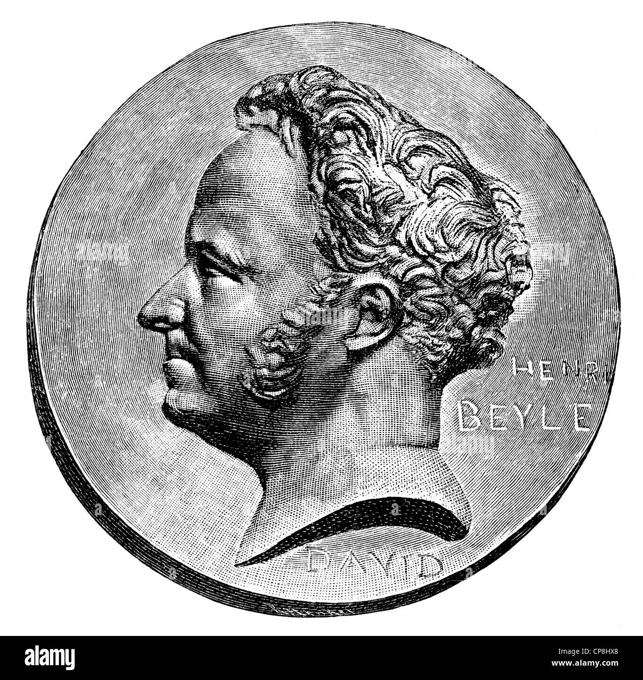 Stendhal Marie-Henri Beyle, ou 1783 - 1842, un écrivain français, Historische Druck aus dem 19. Jahrhundert, Portrait von Stendhal od Banque D'Images