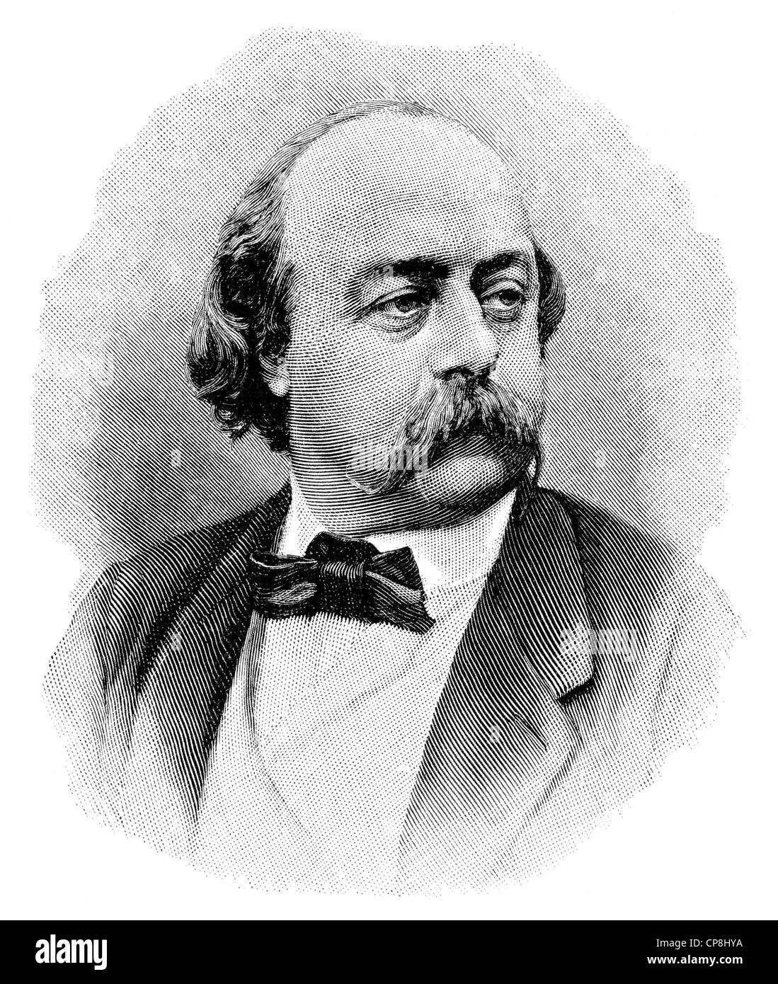 Gustave Flaubert, 1821 - 1880, un écrivain français, Historische Druck aus dem 19. Jahrhundert, Portrait von Gustave Flaubert, 1821 - Banque D'Images
