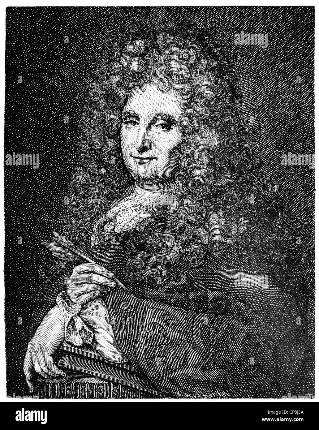 Nicolas Boileau également connu sous le nom de Despréaux ou Boileau-Despréaux, 1636 - 1711, un écrivain français, Historische Druck aus dem 19. Jahrhu Banque D'Images