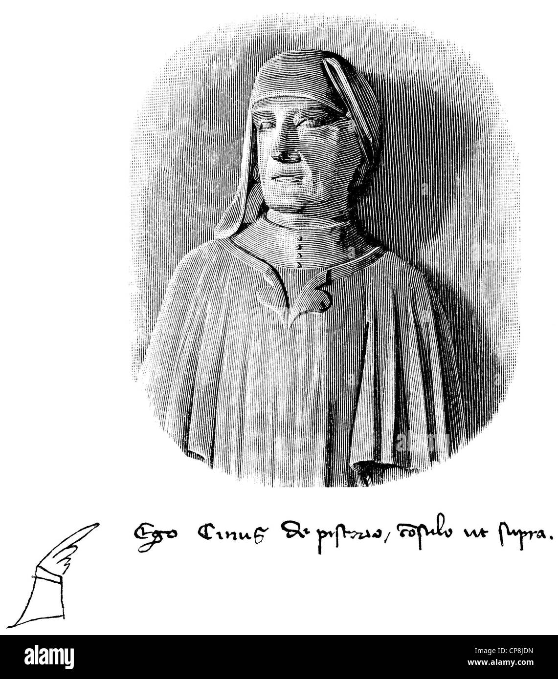 Cino da Pistoia ou Guittoncino di ser Francesco dei Sigisbuldi, 1270 - 1336, un poète et juriste, illustration historique Banque D'Images